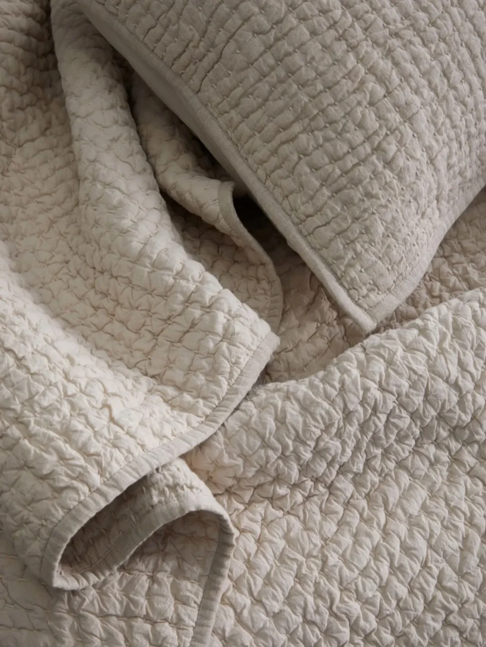 Quince NWT European Linen cotton stitch Quilt set with Sham covers (2) Natural